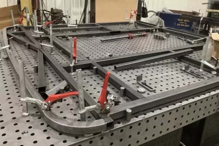 Flextur Welding Table with Accessories in Use