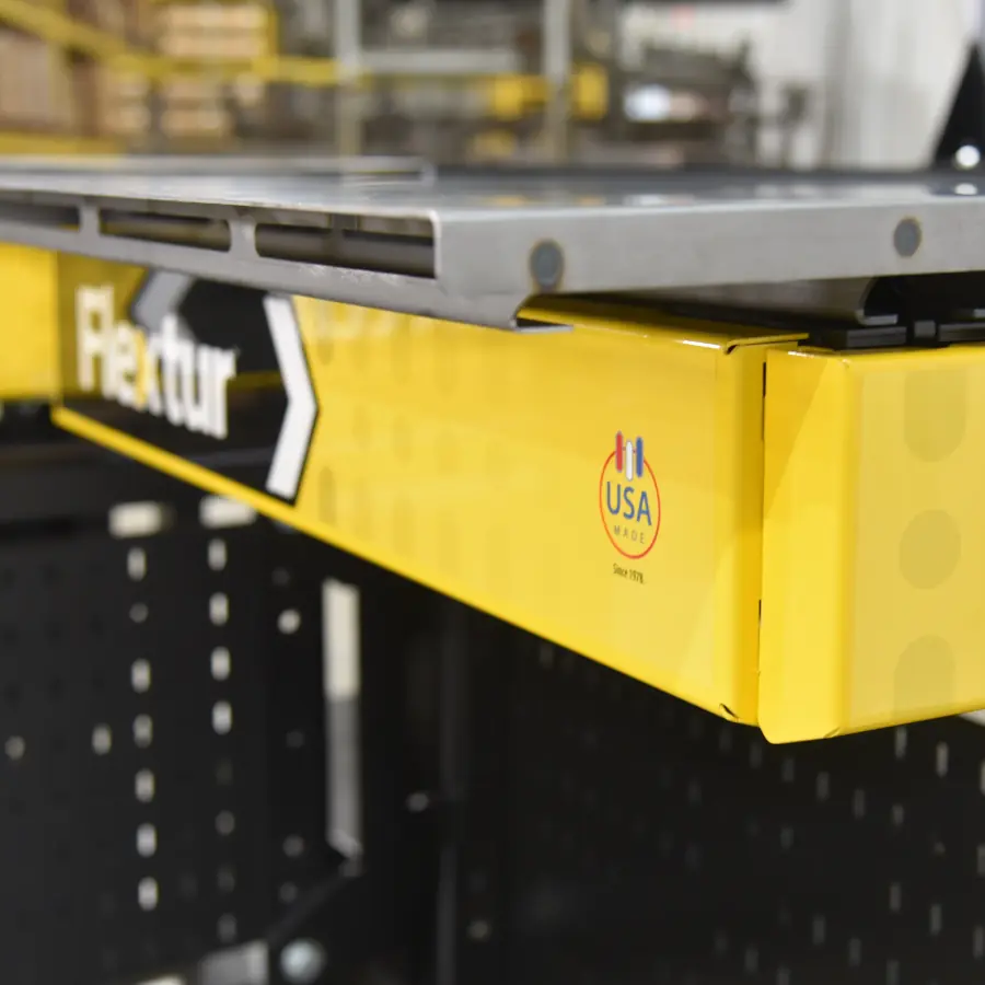 Flextur Cobot 36" x 72" Quick Change Table Side View of Fixture Plate.