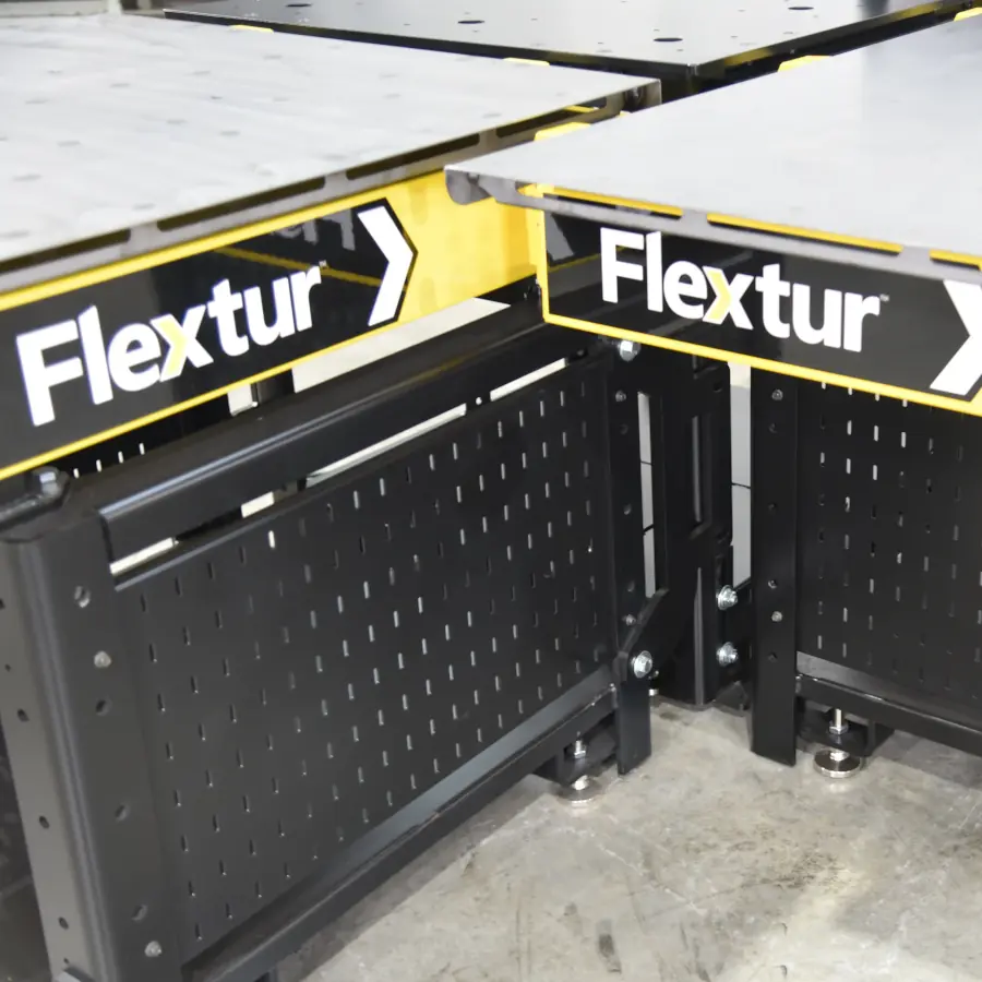 Close-up of 72"x36" Quick-Change Tables with plates.